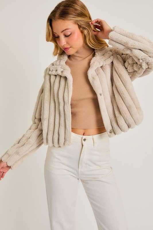 Outerwear - Faux Crop Fur Jacket -  - Cultured Cloths Apparel