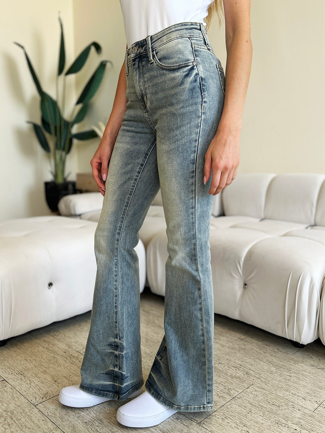 Denim - Judy Blue Full Size Mid Rise Flare Jeans -  - Cultured Cloths Apparel