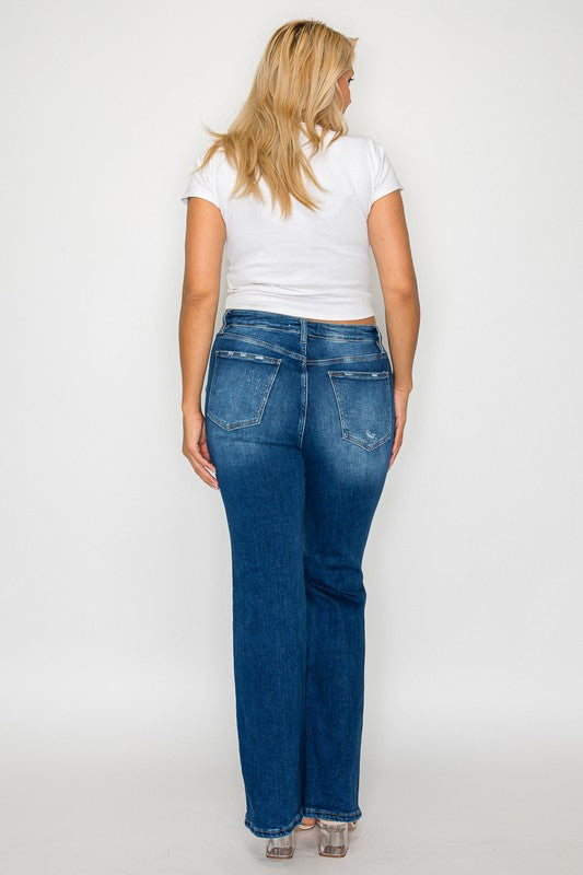 Denim - bytos Full Size High Rise Bootcut Jeans with Pockets - - Cultured Cloths Apparel