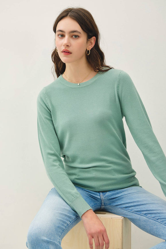 Women's Sweaters - BASIC CREW NECK SOFT KNIT SWEATER -  - Cultured Cloths Apparel