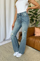 Denim - Judy Blue Full Size Medium Rise Tummy Control Destroy Flare -  - Cultured Cloths Apparel