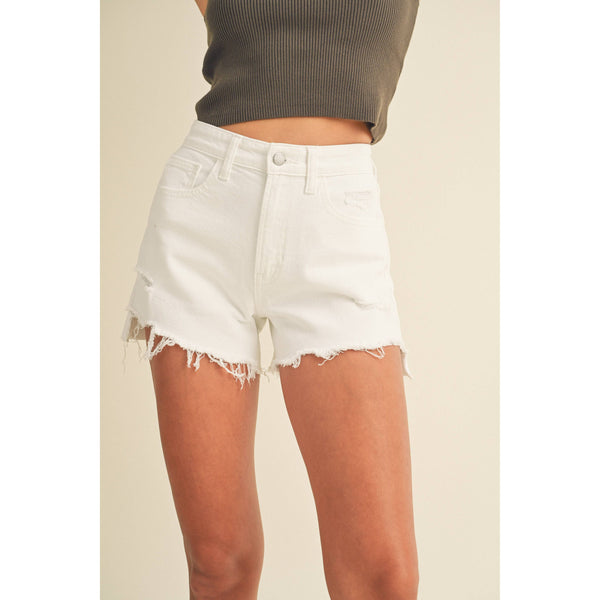 Women's Shorts - White Vintage Frayed Hem Short -  - Cultured Cloths Apparel