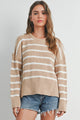 Women's Sweaters - BOAT NECK STRIPED KNIT SWEATER -  - Cultured Cloths Apparel