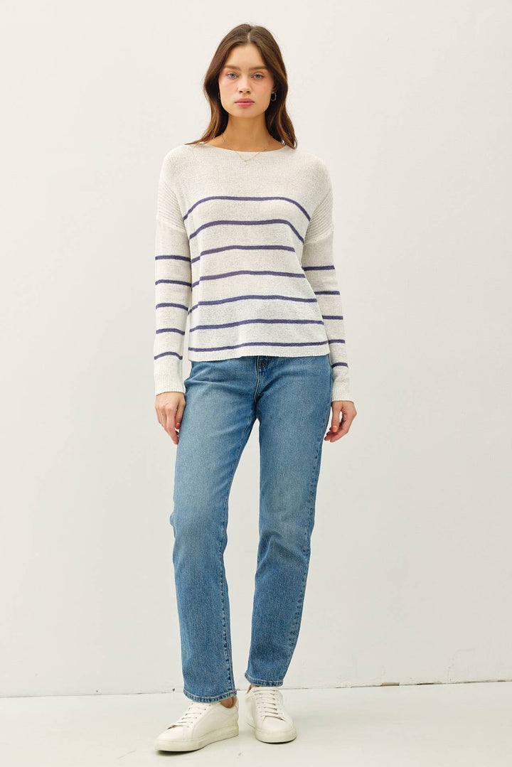 Women's Sweaters - STRIPED LIGHTWEIGHT SWEATER - - Cultured Cloths Apparel