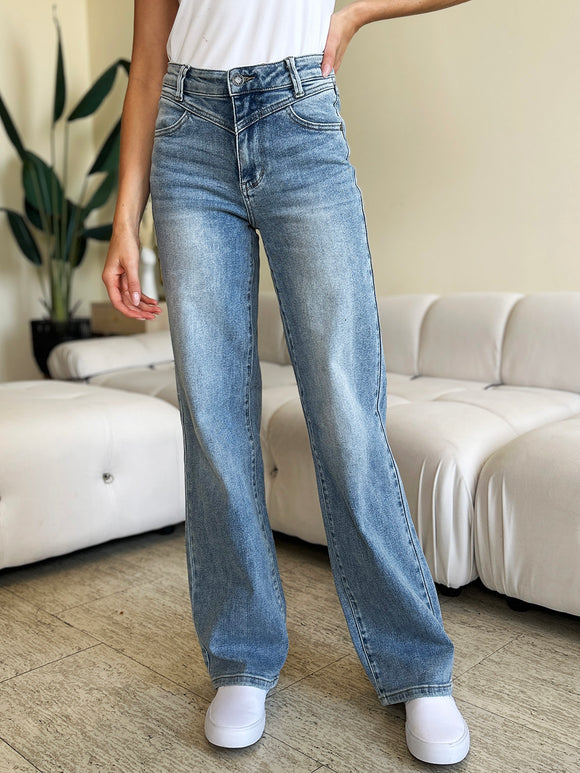 Denim - Judy Blue Full Size High Waist Wide Leg Jeans -  - Cultured Cloths Apparel