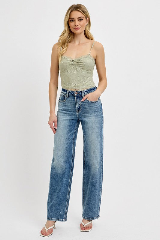 Denim - RISEN Full Size Distressed Wide Leg Jeans Plus Size - - Cultured Cloths Apparel