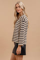 Women's Sweaters - STRIPE BOAT NECK DROP SHOULDER KNIT SWEATER -  - Cultured Cloths Apparel