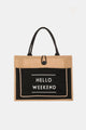 Handbags - Fame Hello Weekend Burlap Tote Bag -  - Cultured Cloths Apparel