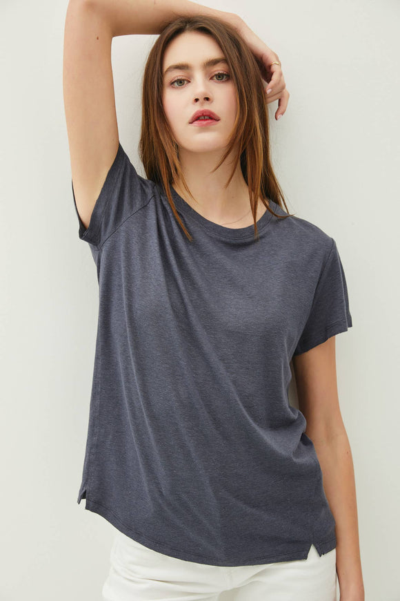 Graphic T-Shirts - CLASSIC ROUND NECK SPLIT HEM T-SHIRT - CHARCOAL - Cultured Cloths Apparel