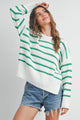 Women's Sweaters - BOAT NECK STRIPED KNIT SWEATER -  - Cultured Cloths Apparel