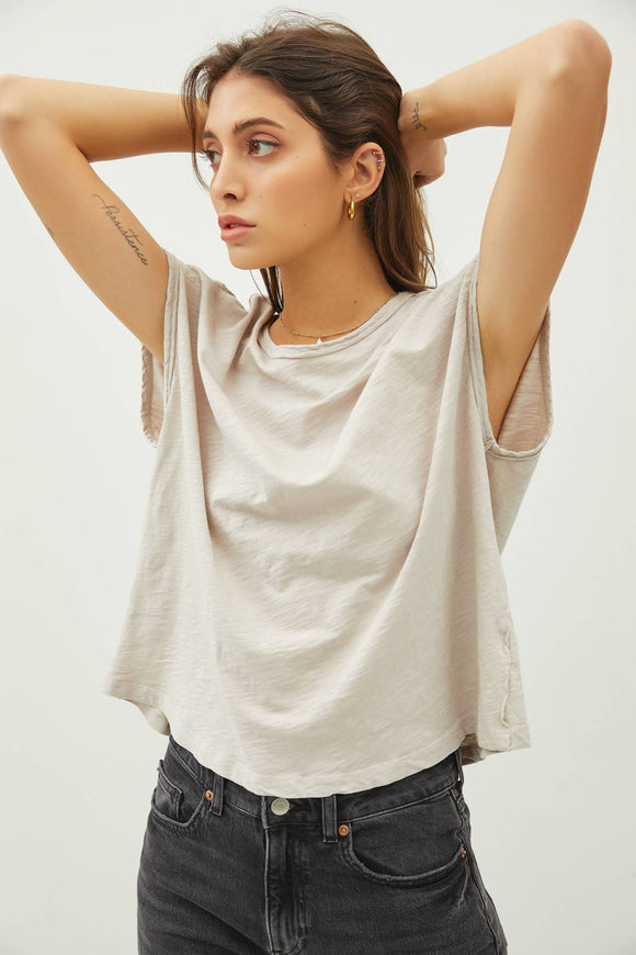 Graphic T-Shirts - EXPOSED SEAM DETAIL BOXY MUSCLE TOP -  - Cultured Cloths Apparel