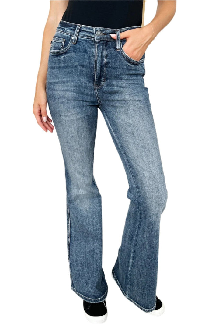 Denim - Judy Blue Full Size High Waist Tummy Control Flare Jeans -  - Cultured Cloths Apparel