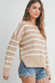 Women's Sweaters - BOAT NECK STRIPED KNIT SWEATER -  - Cultured Cloths Apparel