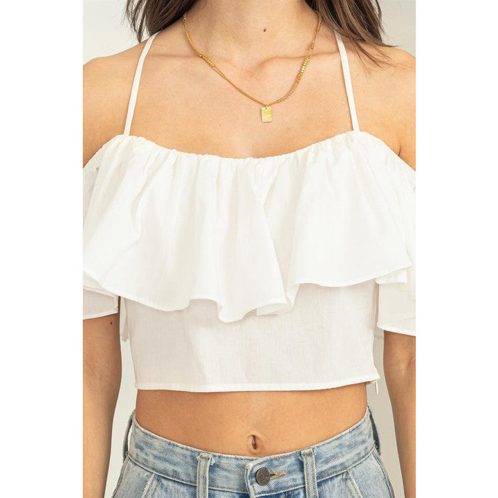 Women's Short Sleeve - Falling in Love Ruffle Crop Top -  - Cultured Cloths Apparel