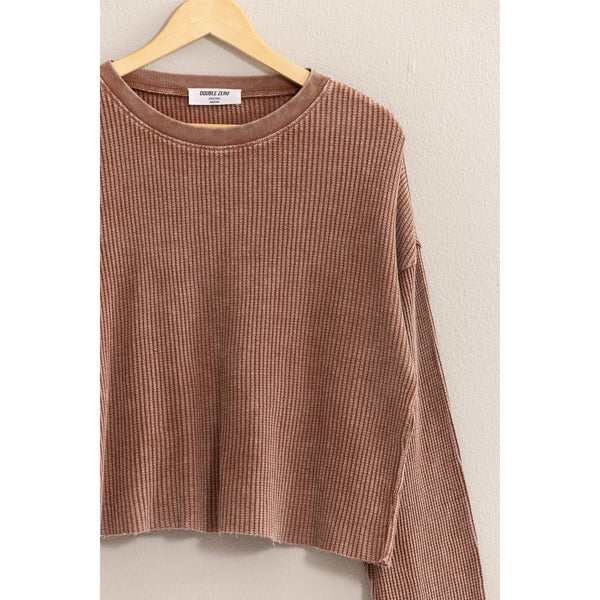 Women's Sweaters - RIBBED LONG SLEEVE CROP SWEATER -  - Cultured Cloths Apparel