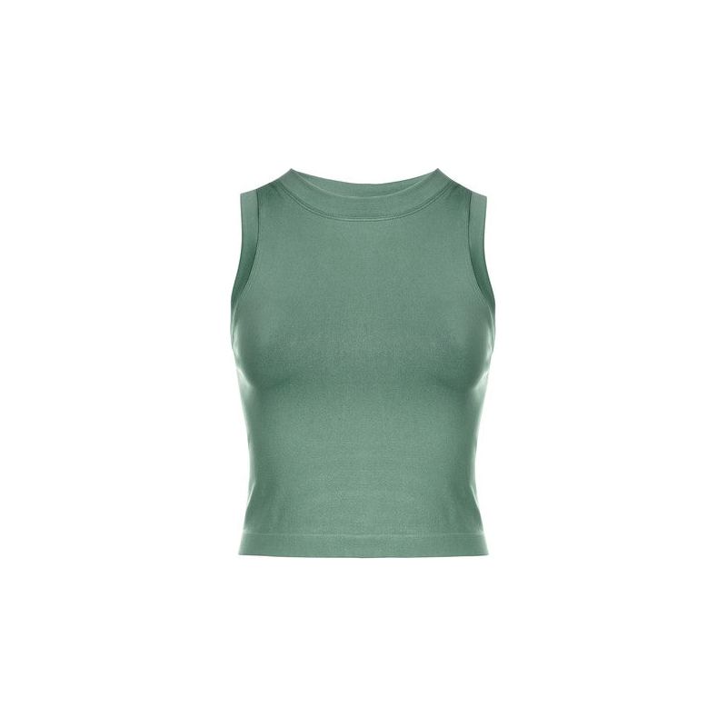 Athleisure - Cropped Seamless Muscle Tank Top - D.Green - Cultured Cloths Apparel