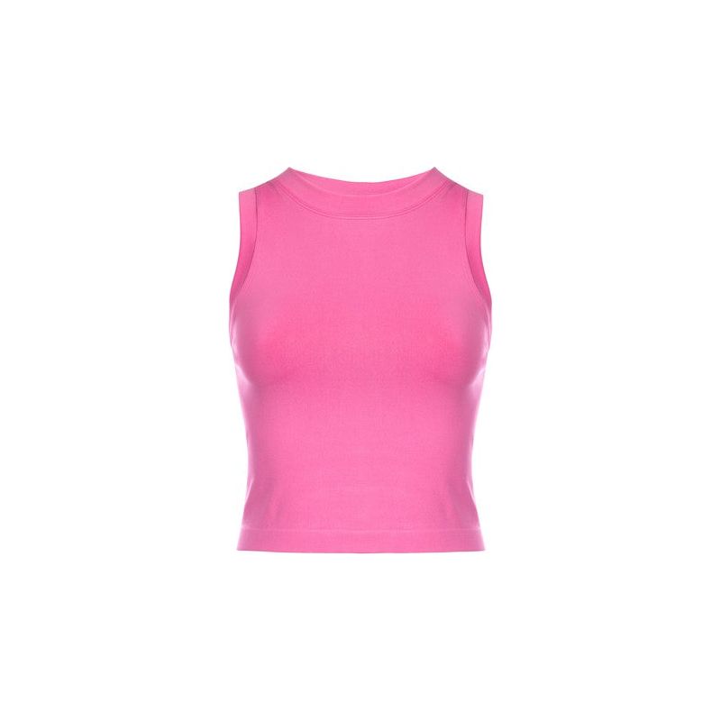 Athleisure - Cropped Seamless Muscle Tank Top - Pink - Cultured Cloths Apparel