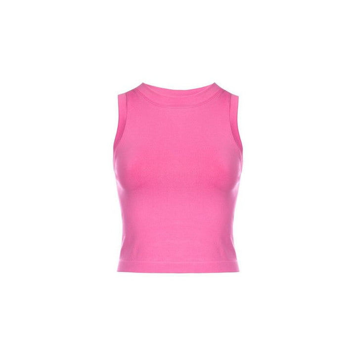 Athleisure - Cropped Seamless Muscle Tank Top - Pink - Cultured Cloths Apparel