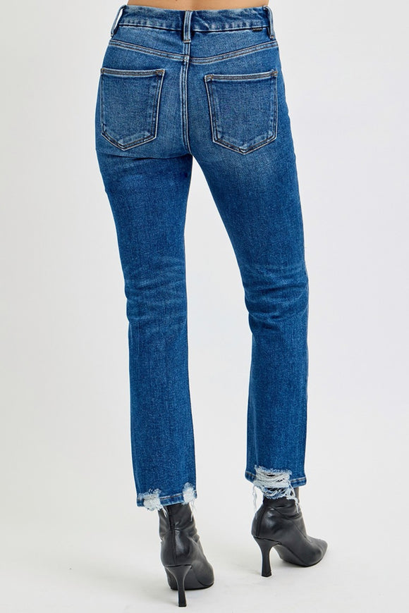 Denim - RISEN Full Size High Rise Distressed Crop Straight Jeans -  - Cultured Cloths Apparel