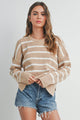 Women's Sweaters - BOAT NECK STRIPED KNIT SWEATER -  - Cultured Cloths Apparel