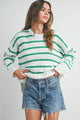 Women's Sweaters - BOAT NECK STRIPED KNIT SWEATER -  - Cultured Cloths Apparel