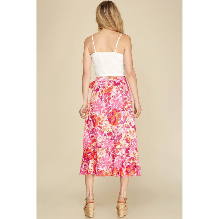 Women's Skirts - Floral Print Woven Wrap Midi Skirt -  - Cultured Cloths Apparel