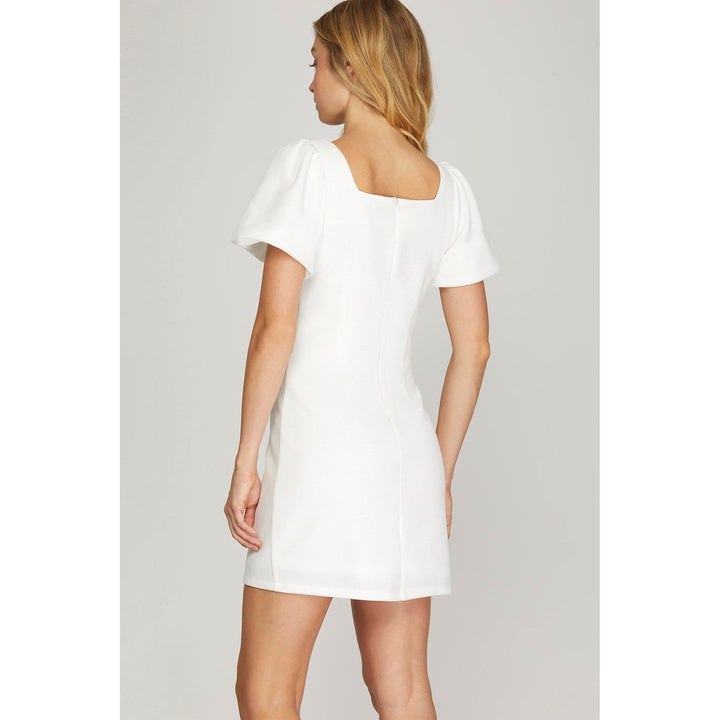 Women's Dresses - Square Neck Puff Sleeve Mini Dress -  - Cultured Cloths Apparel