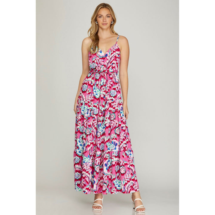 Women's Dresses - Surplice Cami Print Tiered Maxi Dress -  - Cultured Cloths Apparel