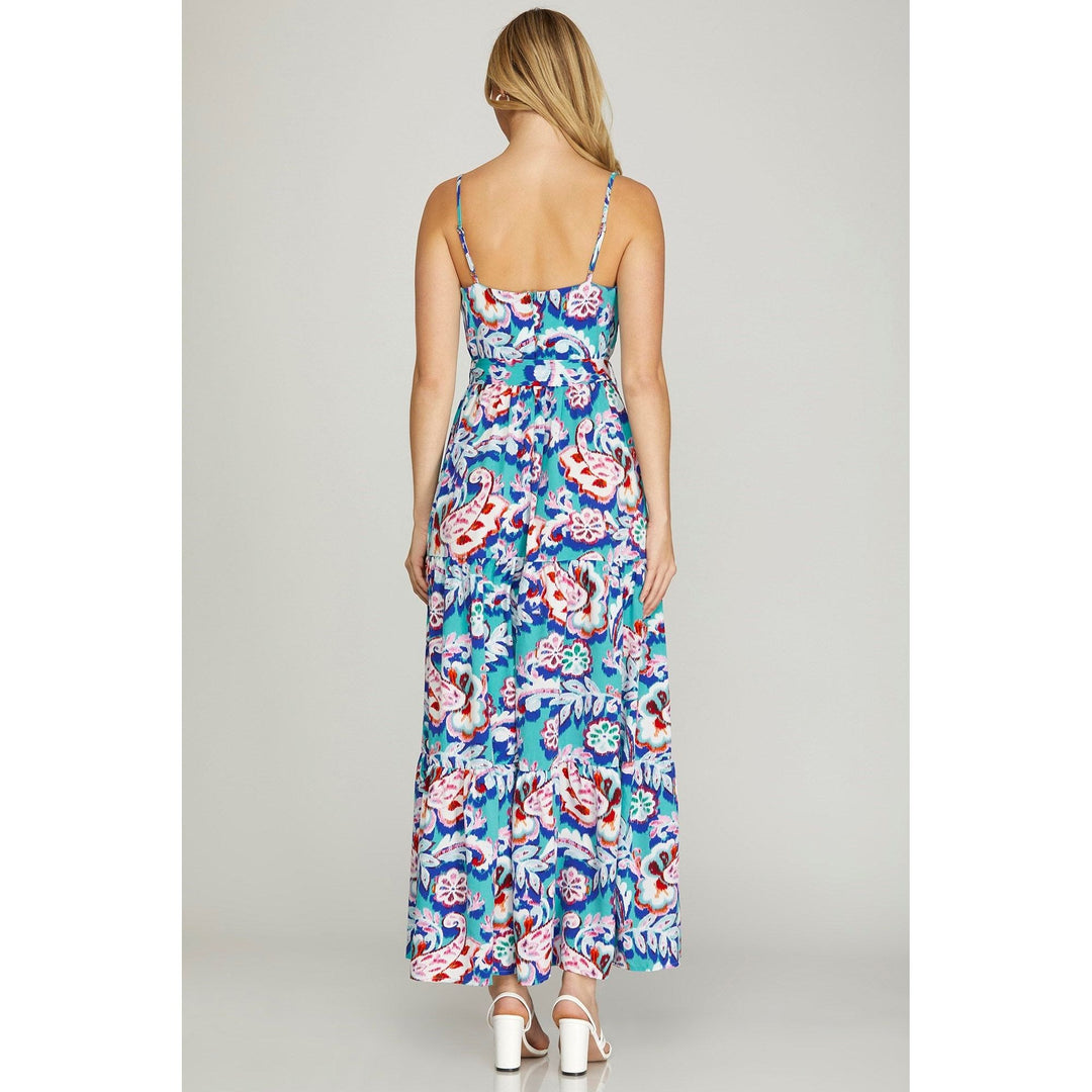 Women's Dresses - Surplice Cami Print Tiered Maxi Dress -  - Cultured Cloths Apparel