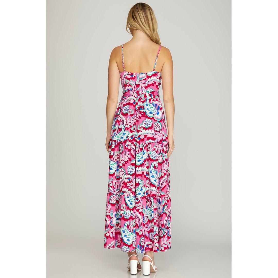 Women's Dresses - Surplice Cami Print Tiered Maxi Dress -  - Cultured Cloths Apparel