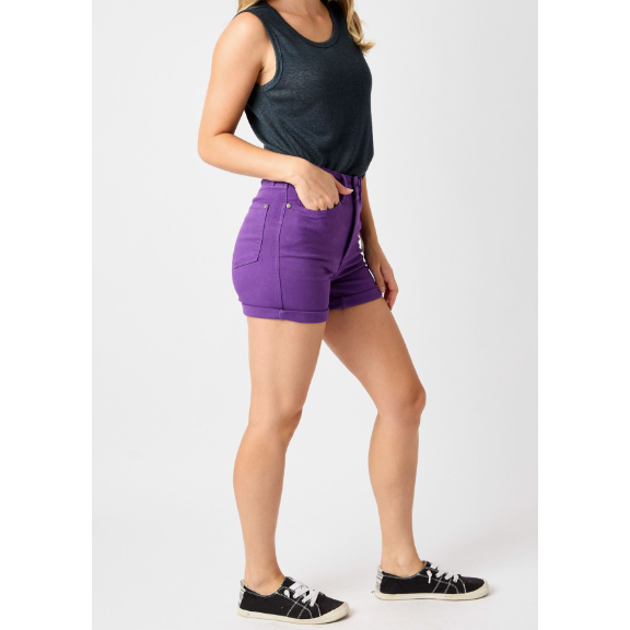 Women's Shorts - Judy Blue High Waist Tummy Control Garment Dyed Shorts -  - Cultured Cloths Apparel