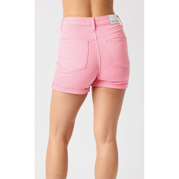 Women's Shorts - Judy Blue High Waist Tummy Control Pink Shorts -  - Cultured Cloths Apparel