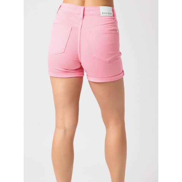 Women's Shorts - Judy Blue High Waist Tummy Control Pink Shorts -  - Cultured Cloths Apparel