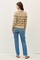 Women's Sweaters - COLLARED FUZZY STRIPED V NECK SWEATER -  - Cultured Cloths Apparel