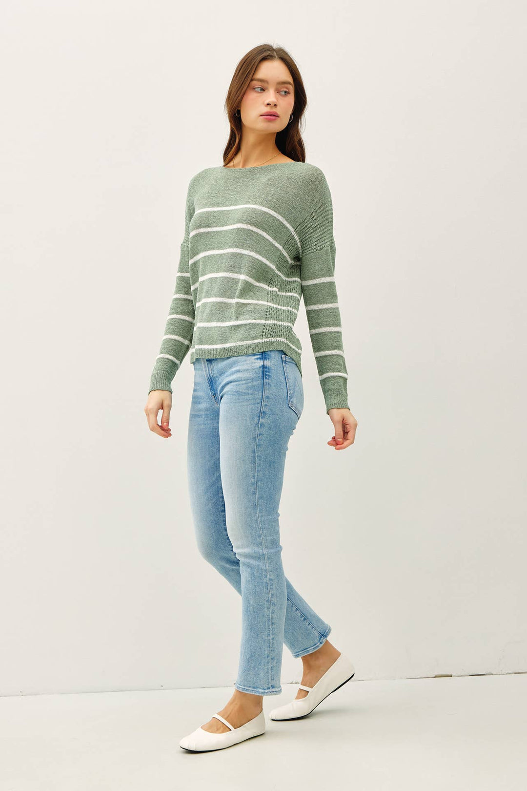 Women's Sweaters - STRIPED LIGHTWEIGHT SWEATER - - Cultured Cloths Apparel