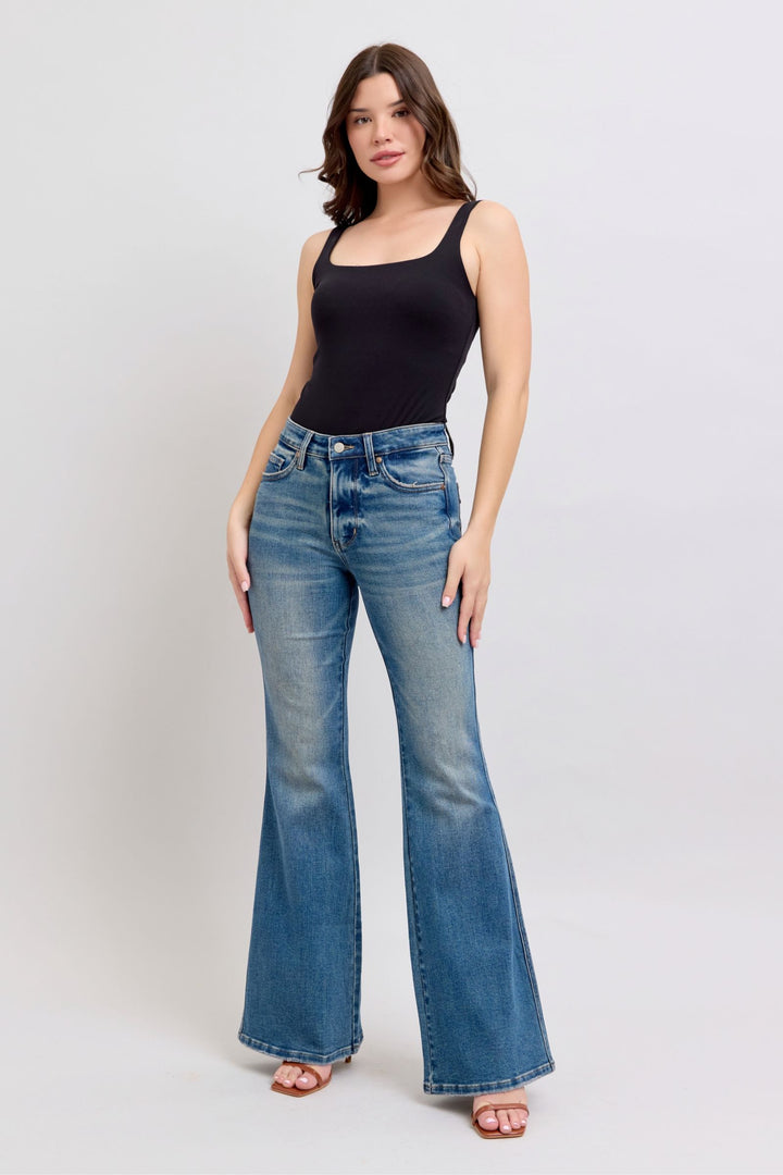 Denim - Judy Blue MR Tummy Control Vintage Wash Jeans - - Cultured Cloths Apparel