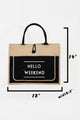 Handbags - Fame Hello Weekend Burlap Tote Bag -  - Cultured Cloths Apparel