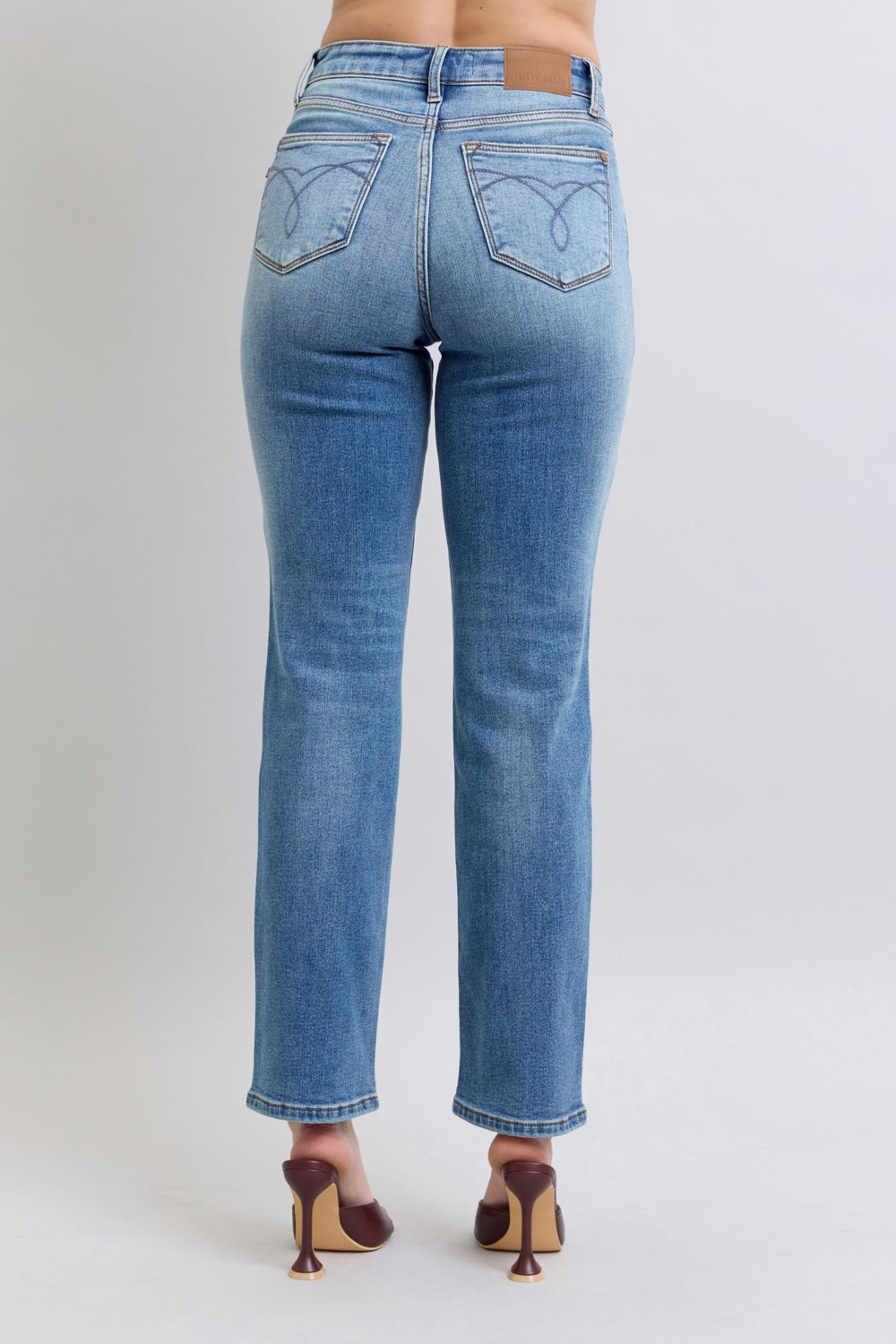 Denim - Judy Blue Full Size Wash Thermal Straight Jeans with Pockets - - Cultured Cloths Apparel