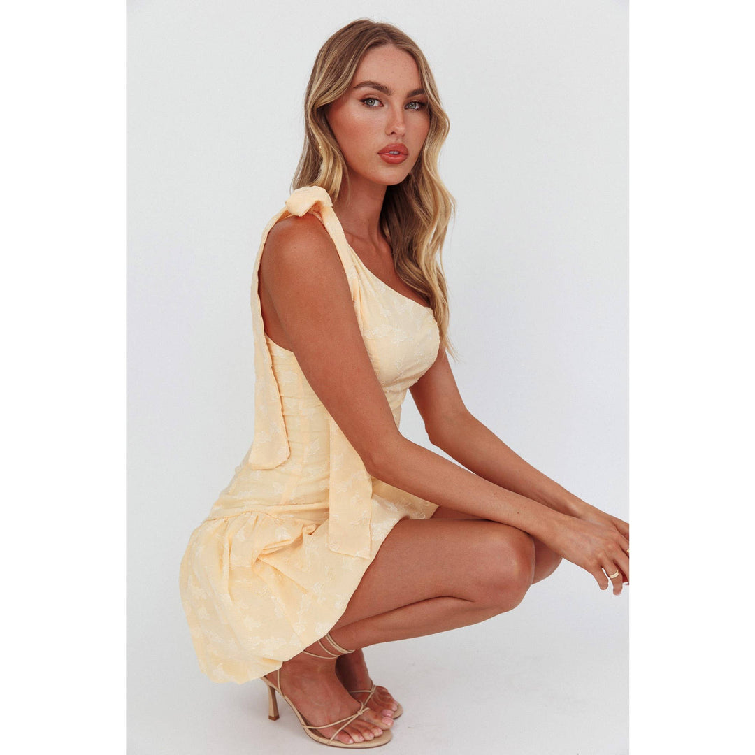 Women's Dresses - ONE SHOULDER TIED MINI DRESS - - Cultured Cloths Apparel