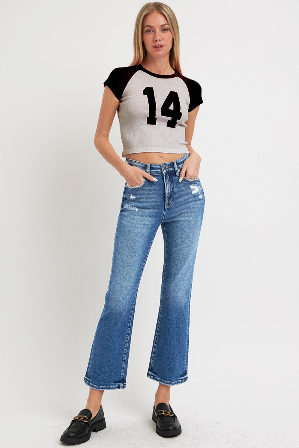 Denim - RISEN Full Size Tummy Control High Rise Crop Bootcut Jeans -  - Cultured Cloths Apparel