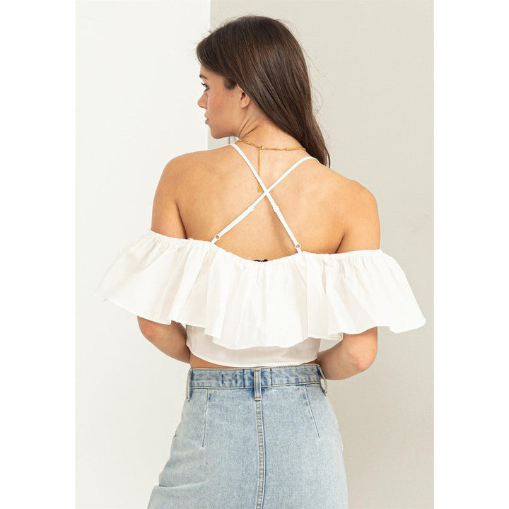 Women's Short Sleeve - Falling in Love Ruffle Crop Top -  - Cultured Cloths Apparel