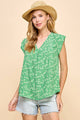 Women's Short Sleeve - V Neck Floral Printed Top -  - Cultured Cloths Apparel