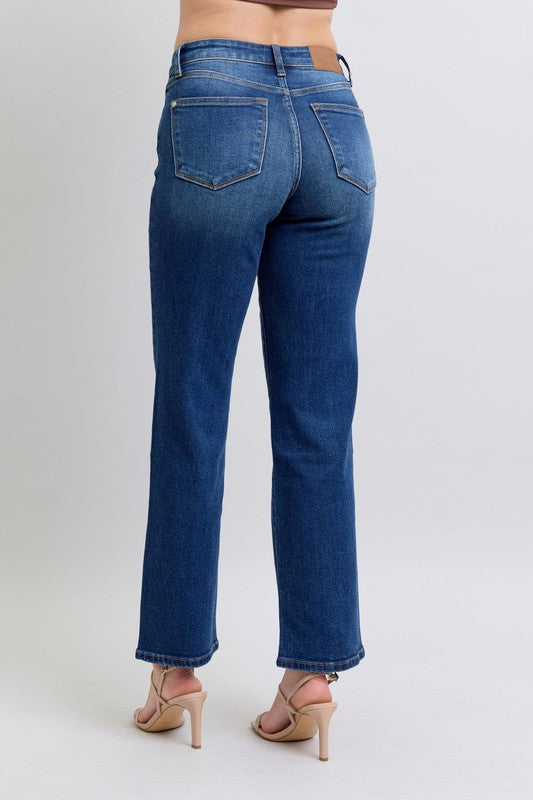 Denim - Judy Blue Full Size Side Seam Detail Straight Jeans with Pockets - - Cultured Cloths Apparel