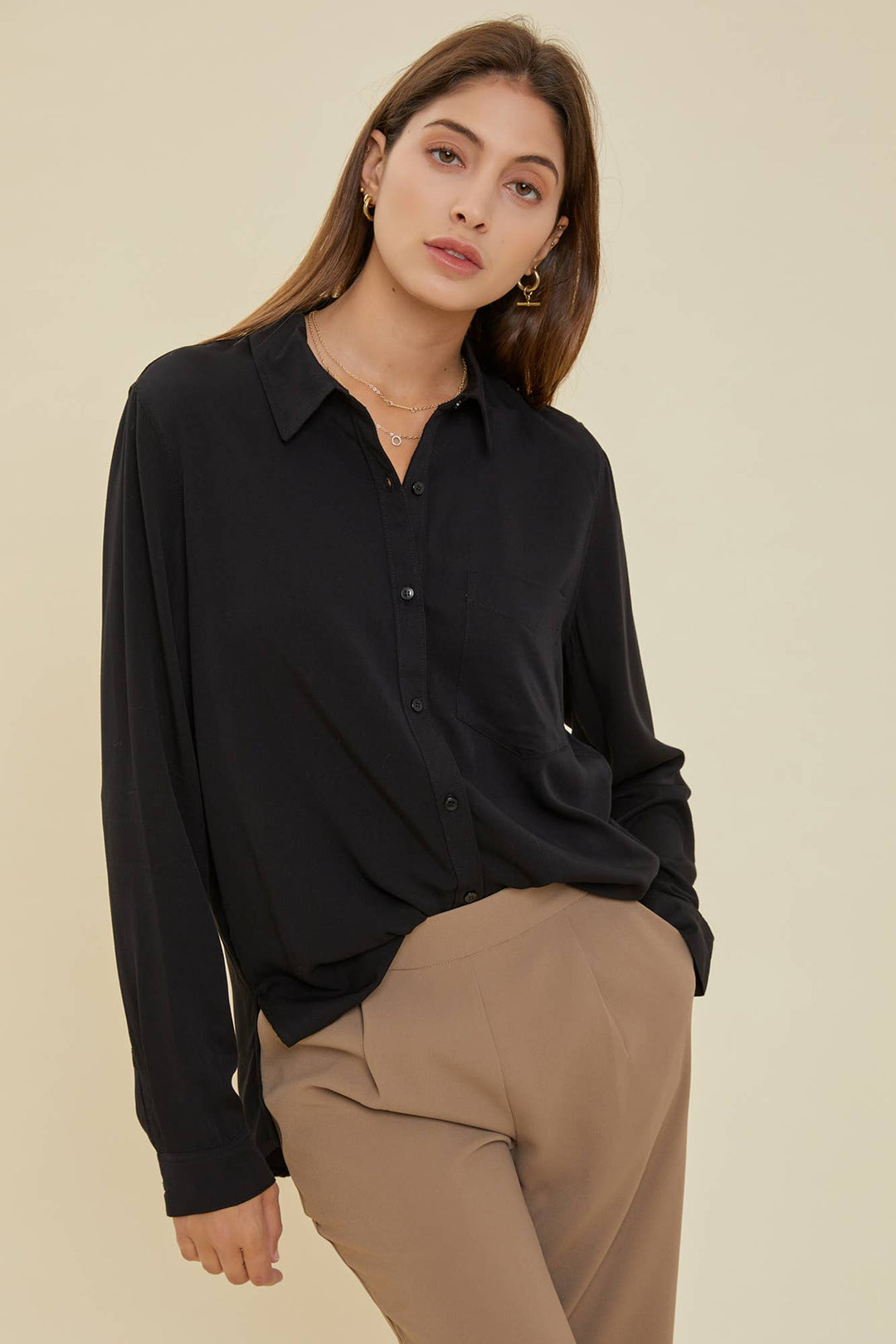 Women's Long Sleeve - RAYON BUTTON DOWN CLASSIC SHIRT -  - Cultured Cloths Apparel