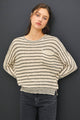 Women's Sweaters - LIGHT STRIPED WAFFLE KNIT DOLMAN SLEEVE SWEATER -  - Cultured Cloths Apparel