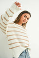 Women's Sweaters - BOAT NECK STRIPED KNIT SWEATER -  - Cultured Cloths Apparel