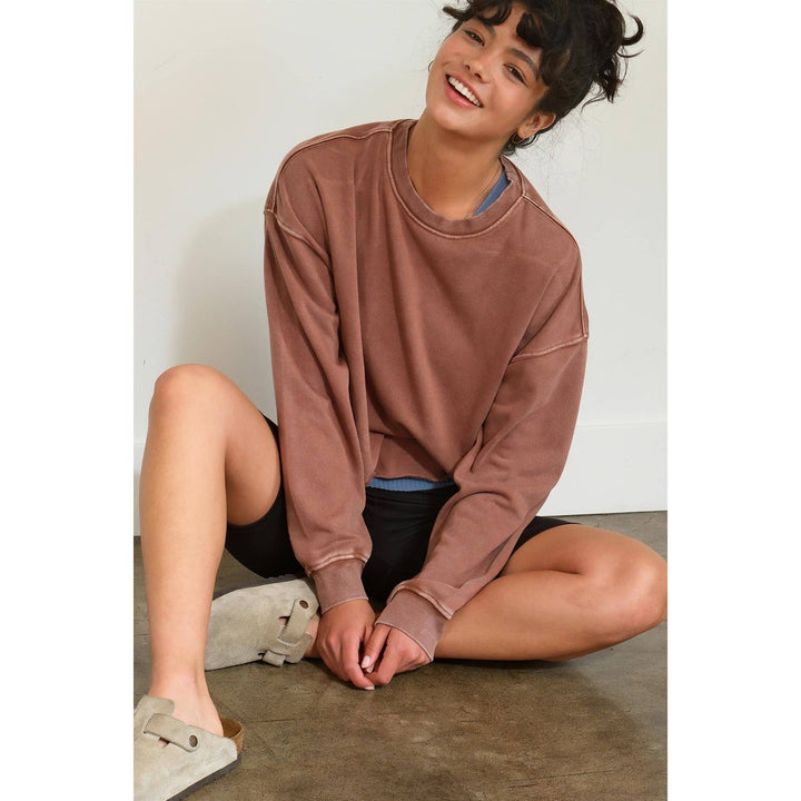 Women's Long Sleeve - CROPPED CREWNECK SWEATSHIRT WITH RAW HEM -  - Cultured Cloths Apparel