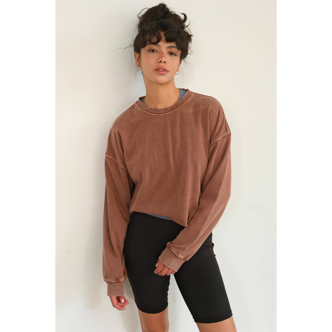 Women's Long Sleeve - CROPPED CREWNECK SWEATSHIRT WITH RAW HEM -  - Cultured Cloths Apparel