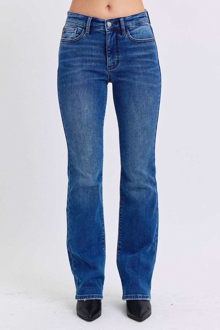 Denim - Judy Blue Full Size Mid-Rise Bootcut Jeans with Pockets - Dark - Cultured Cloths Apparel