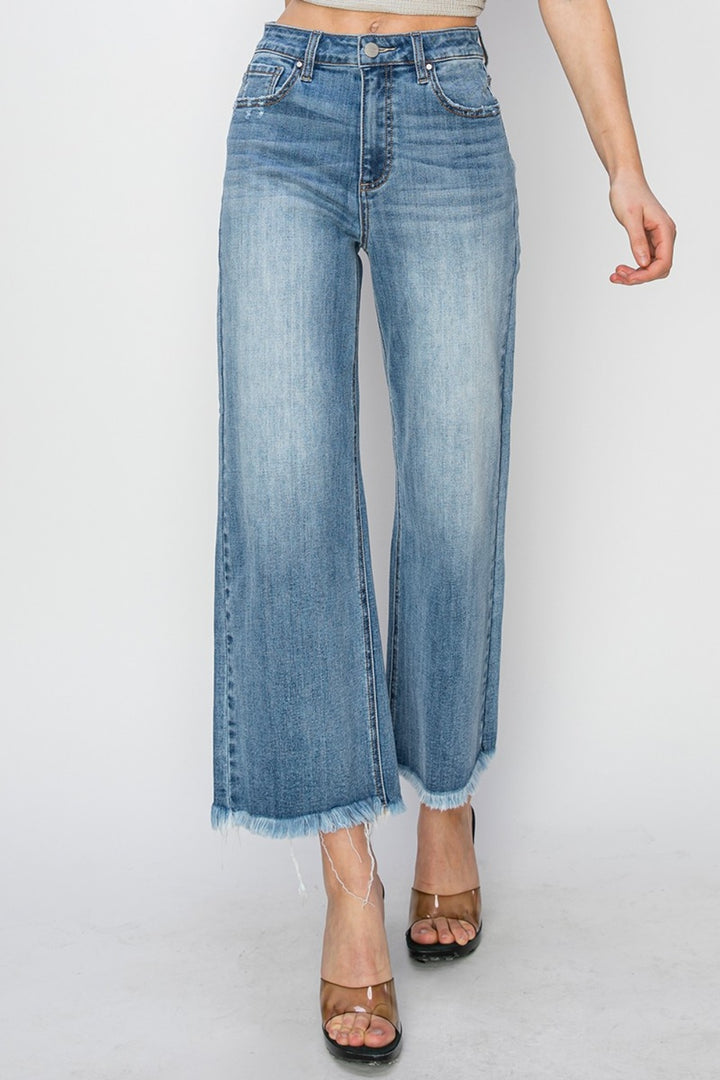 Denim - RISEN Raw Hem Cropped Wide Leg Jeans -  - Cultured Cloths Apparel